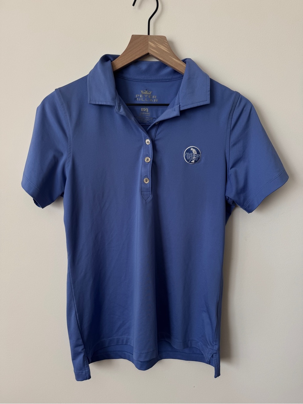 Peter Millar Women’s Polo E4 Wicking 50+ UPF Blue Size M Sned Tour